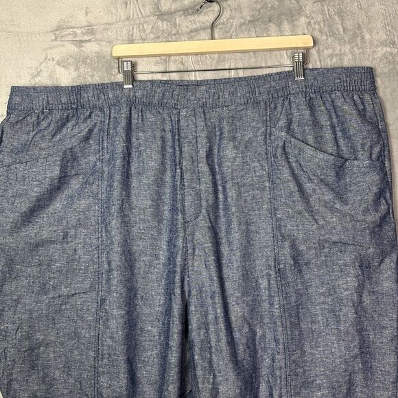 Old Navy Blue Linen Blend Drawstring Cropped Ankle Pants Size 4x - Picture 1 of 11